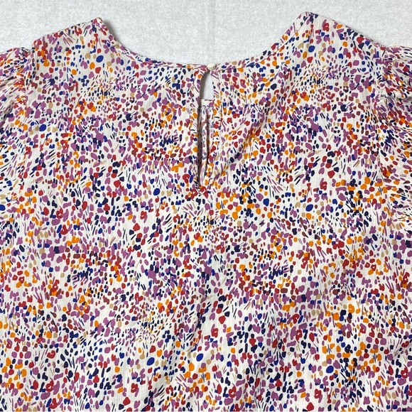 St. John’s Bay Blouse Women’s 0X Multicolor Abstract Keyhole Short Sleeve Top - Picture 8 of 14